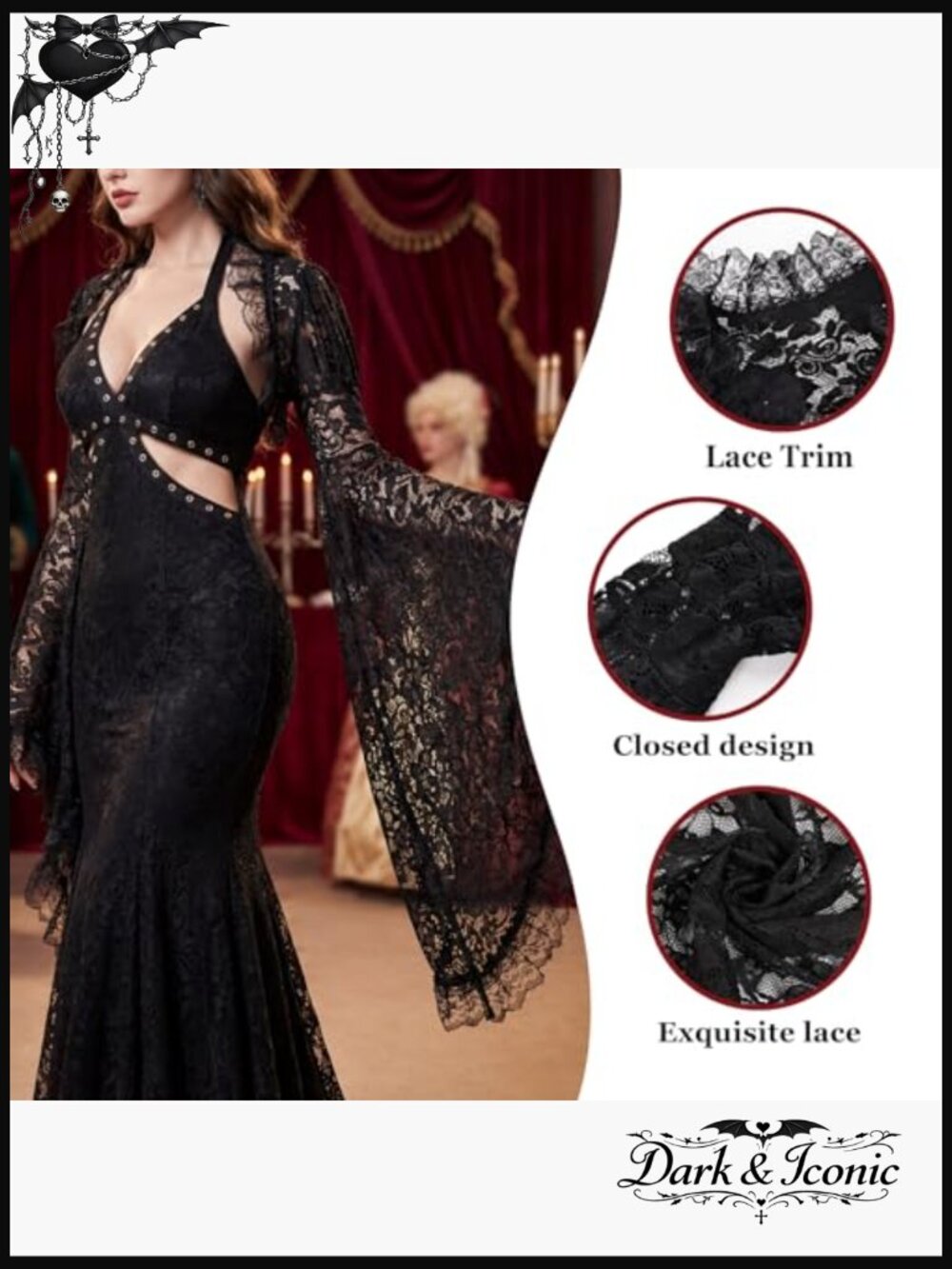 Women Victorian Gothic Lace Bolero Shrug Vampire Vamp Cosplay Corset Top - Picture 3 of 7